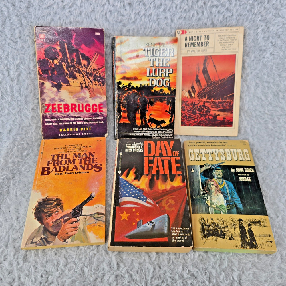 Vintage War History PB Lot of 6 WWII Civil War Titanic Western 60s